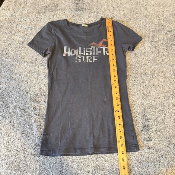 Vtg Hollister Y2K Womens Shirt Top Retro Spell Out Gray Blue S Fitted 19641 - Picture 8 of 11